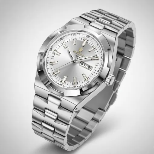 Silver Stainless Steel Watch –Sunburst Silver Dial